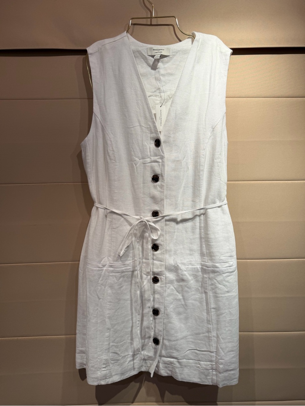 Banana Republic Factory Linen-Blend Button-Front Mini Dress — White